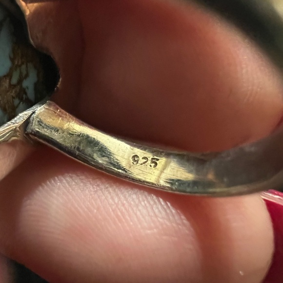 925 STERLING SILVER Heart-Shaped Turquoise Ring - Picture 4 of 6